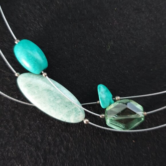 Vintage Silpada Retired Sterling Serpentine, Amazonite & Howlite Bead Necklace - Picture 7 of 12